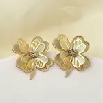 Clover Brass Stud Earrings