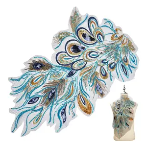 Phoenix Tail Pattern Polyester Lace with PVC Embroidered Fabric
