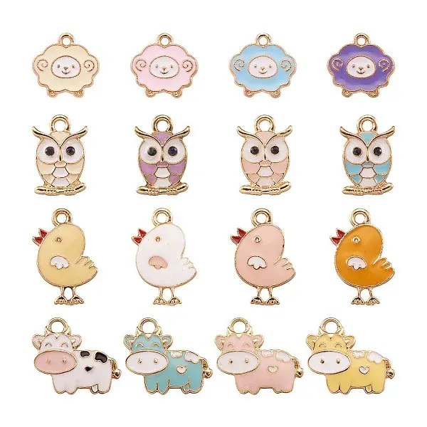 32Pcs 4 Style Alloy Enamel Pendants