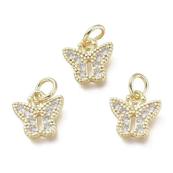 Brass Micro Pave Clear Cubic Zirconia Pendants