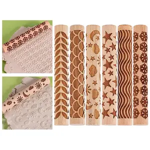 6Pcs 6 Styles Wooden Rolling Pin