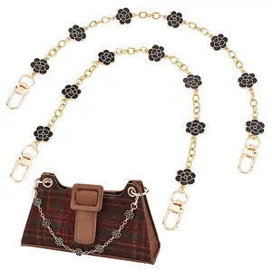 Alloy Enamel Flower Brass Cable Chains Bag Extender Chains