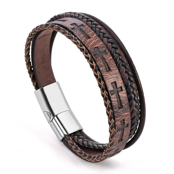 Multi-Layer Braided Leather Cord Bracelets