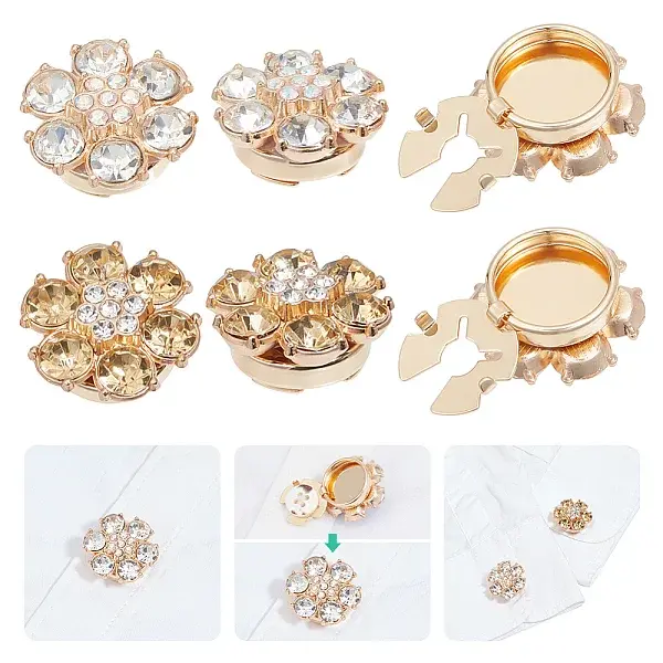 4Pcs 2 Colors Alloy Rhinestone Cufflinks
