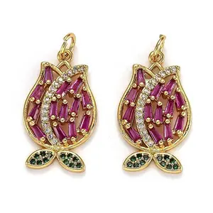 Brass Micro Pave Cubic Zirconia Pendants