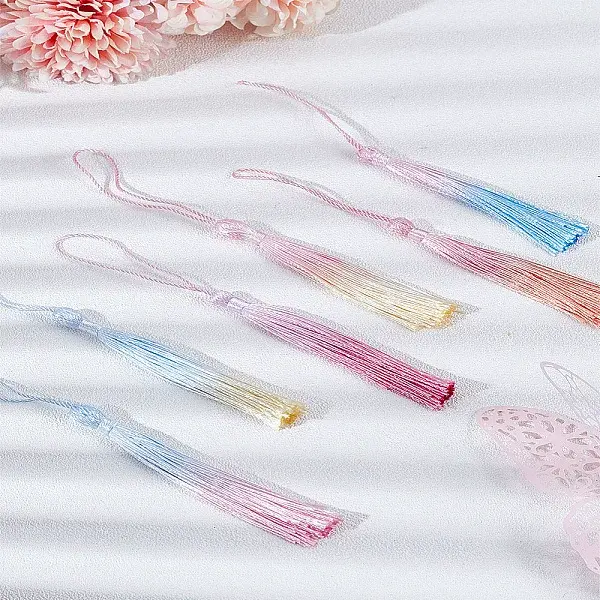 24Pcs 6 Colors Polyester Tassel Pendants