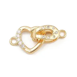 Brass Micro Pave Clear Cubic Zirconia Interlocking Clasps