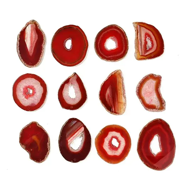 Natural Agate Nuggets Slice Links Connector Charms
