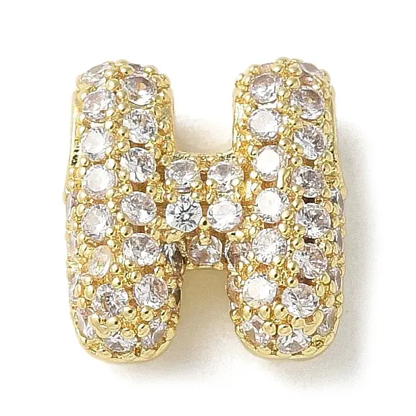 Brass Micro Pave Cubic Zirconia Beads