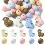 Silicone Focal Beads Alpaca/Round