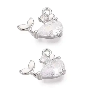 Brass Micro Pave Clear Cubic Zirconia Charms