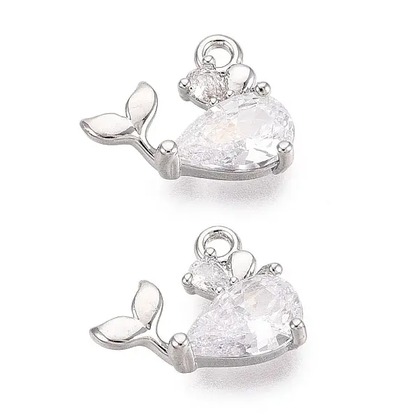 Brass Micro Pave Clear Cubic Zirconia Charms