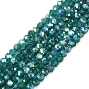 AB Color Plated Transparent Glass Rondelle Beads Strands