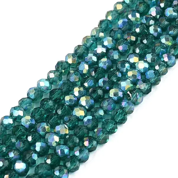 AB Color Plated Transparent Glass Rondelle Beads Strands