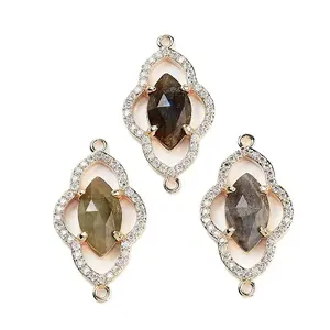 Natural Labradorite Faceted Connector Charms