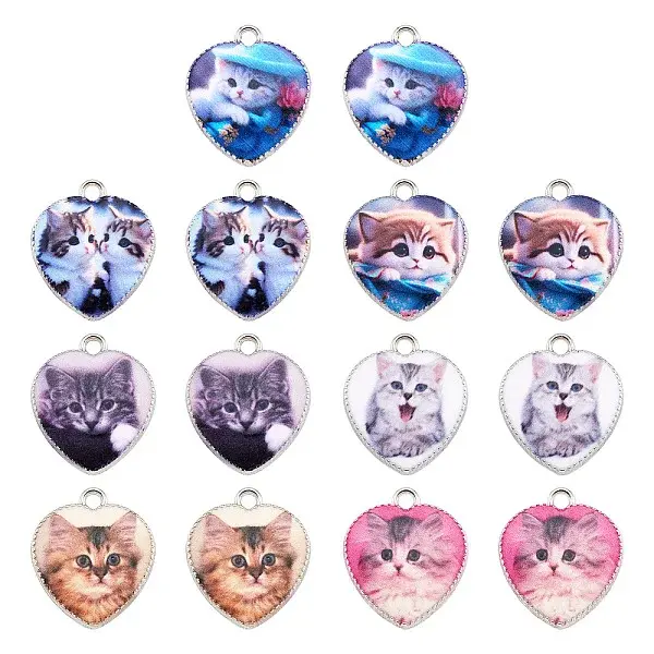 14Pcs 7 Styles Alloy Pendant