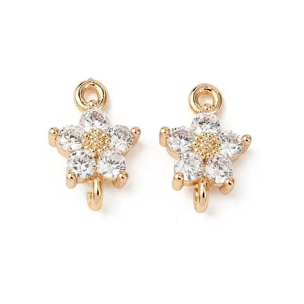 Brass Pave Cubic Zirconia Connector Charms