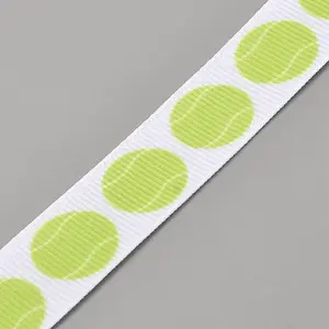 5 Yards Tennis Print Polyester Grosgrain Ribbon