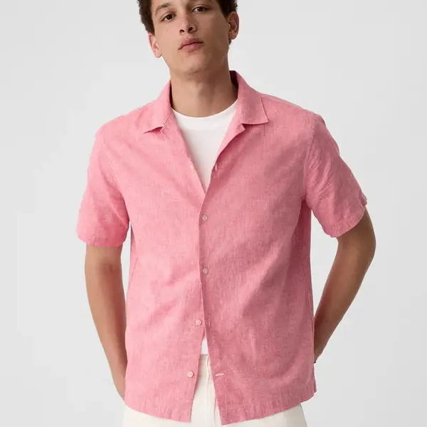 Oranžová pánska ľanová štandard košeľa GAP