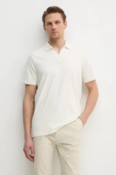 Calvin Klein Polo tričko s lněnou směsí Calvin Klein