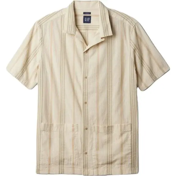 GAP SS COTTON CABANA Pánska košeľa, béžová, veľkosť