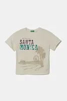 Dětské bavlněné tričko United Colors of Benetton béžová barva, 3I1XC10NY