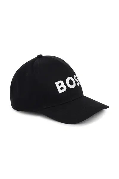 Dětská bavlněná kšiltovka BOSS černá barva, s aplikací, J51681
