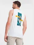 Ombre Summer Vibe printed men's cotton tank top - white