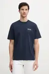 Bavlněné tričko Red Bull Racing x Pepe Jeans ABSTRACT RELIEF TEE tmavomodrá barva, s potiskem, RM500018