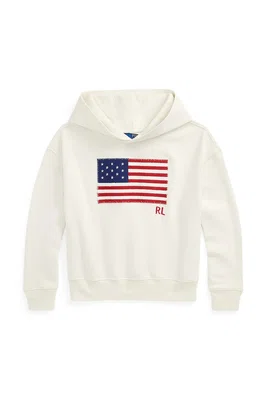 Dětská bavlněná mikina Polo Ralph Lauren bílá barva, s kapucí, s aplikací, 313971145001