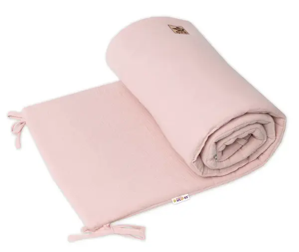 Baby Nellys Mušelínový mantinel 160x33 cm,  pudrově růžový