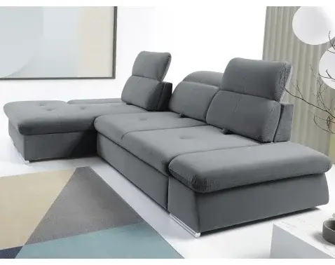 Rohová sedacia súprava Focus, oceľovo šedá látka, ľavý roh%