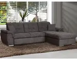 Rohová sedacia súprava Bilbao, tmavo šedá látka, pravý roh, s rozkladom%