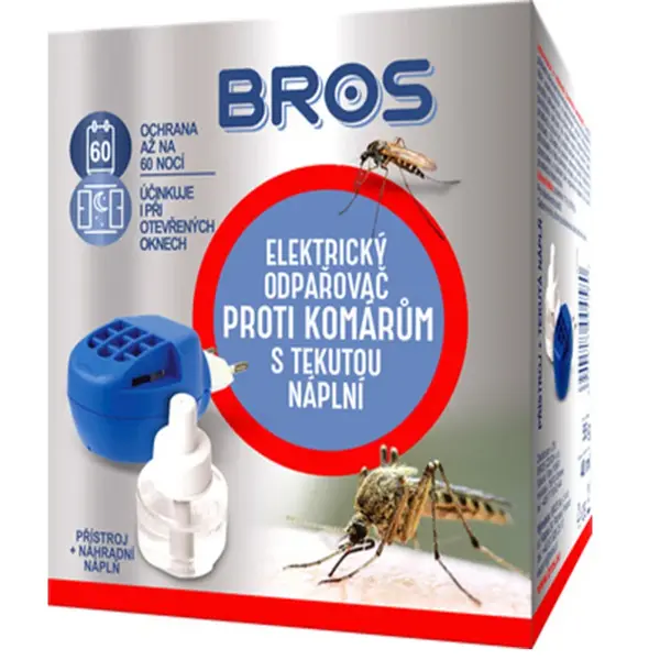 BROS elektrický odprarovač proti komárom strojček + náhradná náplň 40ml/60 nocí