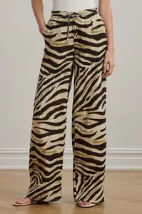 Lněné kalhoty Lauren Ralph Lauren