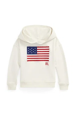 Dětská bavlněná mikina Polo Ralph Lauren bílá barva, s kapucí, s potiskem, 312971145001