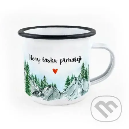 Smaltovaný hrnek Hory lásku přenášejí