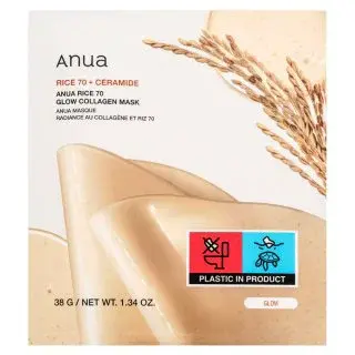 Anua Rice 70 + Ceramide osvěžující gelová maska Glow Collagen Mask 4 x 38 g