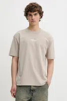 Bavlněné tričko Hollister Co. pánské, béžová barva, s aplikací, KI323-5007