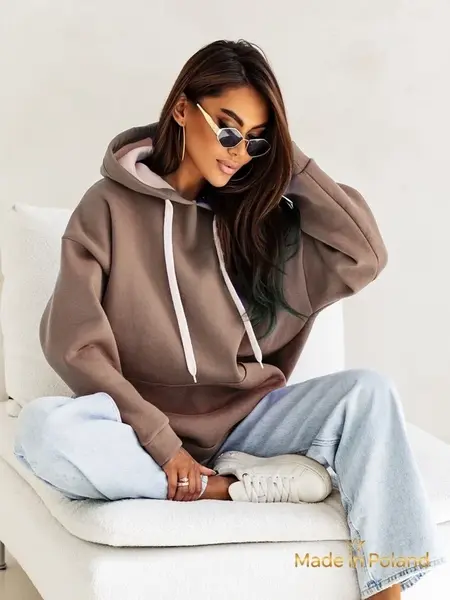 Dámska hnedá mikina s dlhým rukávom 'Kapuśniak Leonida'