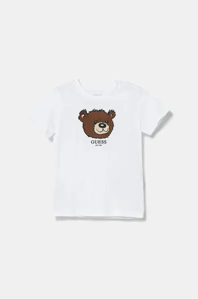 Dětské bavlněné tričko Guess bílá barva, s potiskem, N5YI16 K8HM4