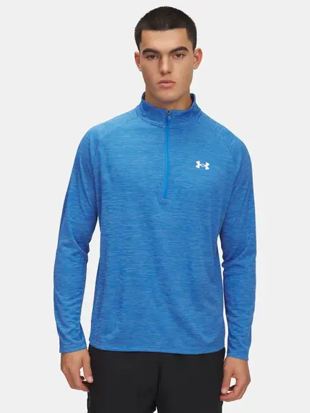 Pánské tričko Under Armour UA Tech Textured 1/2 Zip-BLU - Pánské