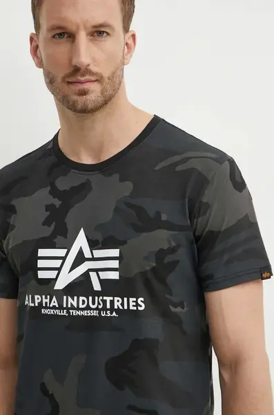 Bavlněné tričko Alpha Industries Basic T-Shirt Camo