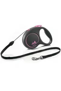 Vodítko Flexi Black Design S lanko 5m/12kg růžová