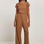 Dámský overal se širokými nohama v tmavě taupském provedení