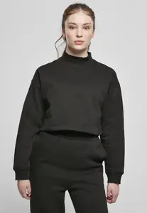 Dámská černá crop mikina s vysokým límcem