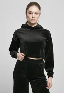 Dámská Cropped Velvet Oversized Hoody černá