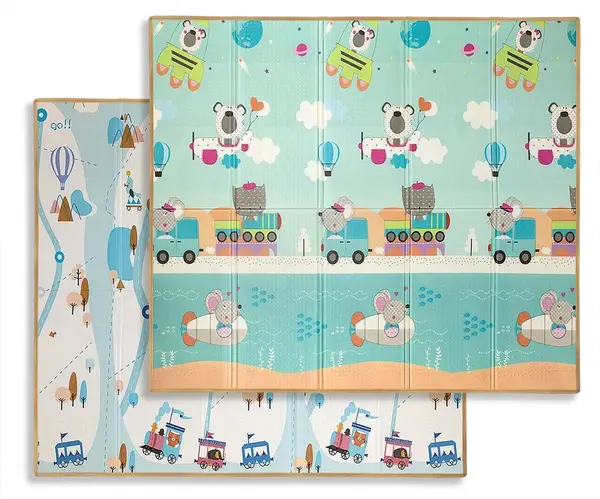 Milly Mally Oboustranná skládací pěnová podložka pro děti 197 × 177 cm - cirkus a cestování