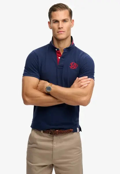 Superdry & Co Tričko  námornícka modrá / červená