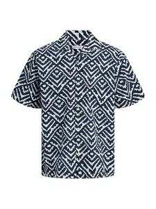Jack & Jones Plus Košeľa 'JJMILO'  tmavomodrá / biela